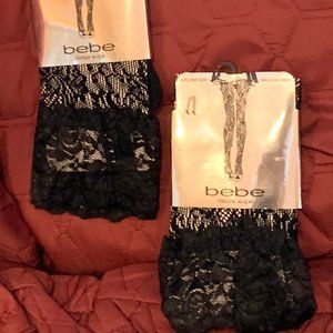 Bebe Sexy Leg Black Lace Top Thigh High